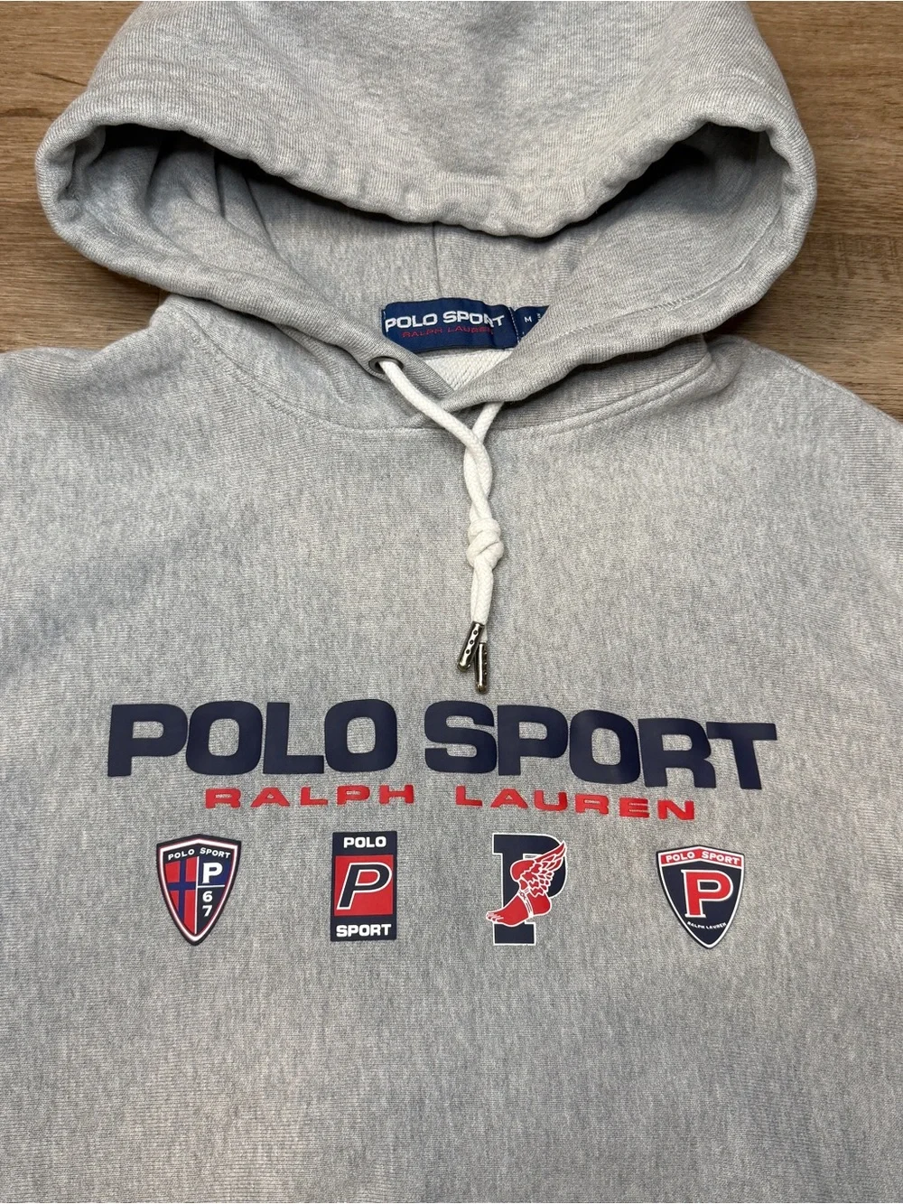 Polo Ralph Lauren Sport Hoodie Sweatshirt P Wing Crest Shield Logos Medium Mens